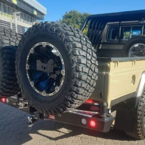 Toyota Landcruiser 70 Series Pick Up Only Rear Bumper Replacement Bar With Towbar + 2 X Spare Wheel Carrier Arms (Wiring Excl)